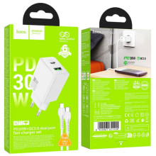 МЗП Hoco N71 Nuevo PD30W+QC3.0 (1USB-A/1C) + кабель Type-C to Lightning