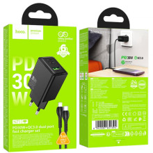 МЗП Hoco N71 Nuevo PD30W+QC3.0 (1USB-A/1C) + кабель Type-C to Lightning