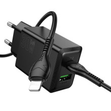 МЗП Hoco N71 Nuevo PD30W+QC3.0 (1USB-A/1C) + кабель Type-C to Lightning