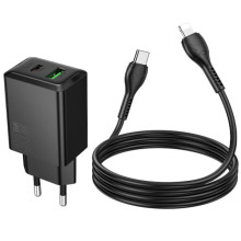 МЗП Hoco N71 Nuevo PD30W+QC3.0 (1USB-A/1C) + кабель Type-C to Lightning