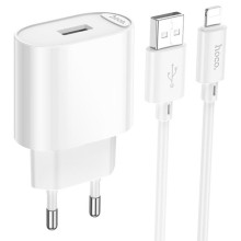 МЗП Hoco C109A Fighter 10.5W (1USB-A) + кабель USB to Lightning – Білий