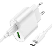 МЗП Hoco C109A Fighter PD20W+QC3.0 (1USB-A/1C) + кабель Type-C to Type-C – Білий