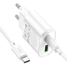 МЗП Hoco C109A Fighter PD20W+QC3.0 (1USB-A/1C) + кабель Type-C to Type-C – Білий