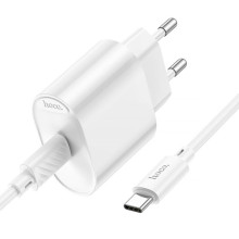 МЗП Hoco C109A Fighter PD20W (1USB-C) + кабель Type-C to Type-C – Білий