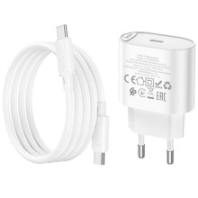 МЗП Hoco C109A Fighter PD20W (1USB-C) + кабель Type-C to Type-C – Білий