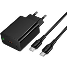 МЗП Hoco CS93A Leader PD20W (1USB-C) + кабель Type-C to Type-C – Чорний