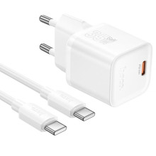 СЗУ Hoco N66 Ingenious PD35W (1USB-C) + кабель Type-C to Type-C – Белый