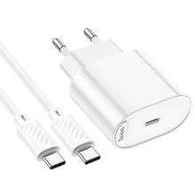 СЗУ Hoco C109A Fighter PD20W (1USB-C) + кабель Type-C to Type-C – Белый