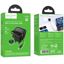 СЗУ Hoco C153A Changer With Retractable Cable Type-C PD20W – Черный