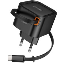 СЗУ Hoco C153A Changer With Retractable Cable Type-C PD20W – Черный