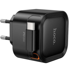 СЗУ Hoco C153A Changer With Retractable Cable Type-C PD20W – Черный
