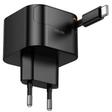 СЗУ Hoco C153A Changer With Retractable Cable Type-C PD20W – Черный