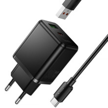 СЗУ Hoco C157A Smart PD30W+QC3.0 (1USB-A/1C) + кабель USB to Type-C – Черный