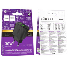 СЗУ Hoco CS84A Excellent with digital display PD30W+QC3.0 (1USB-A/1C) – Черный