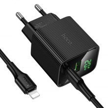 СЗУ Hoco CS83A Excellent with digital display PD20W+QC3.0 (1USB-A/1C) + кабель Type-C to Lightning – Черный