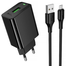СЗУ Hoco CS92A Leader 18W+QC3.0 (1USB-A) + кабель USB to MicroUSB