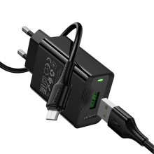 СЗУ Hoco CS92A Leader 18W+QC3.0 (1USB-A) + кабель USB to MicroUSB – Черный