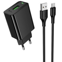 СЗУ Hoco CS92A Leader 18W+QC3.0 (1USB-A) + кабель USB to Type-C