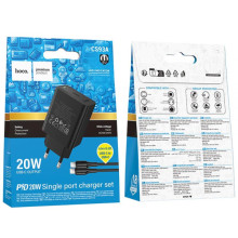 СЗУ Hoco CS93A Leader PD20W (1USB-C) + кабель Type-C to Type-C – Черный