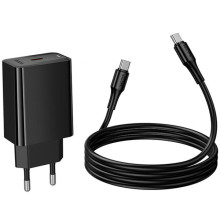СЗУ Hoco CS93A Leader PD20W (1USB-C) + кабель Type-C to Type-C – Черный