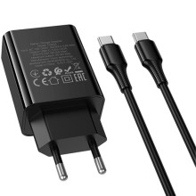 СЗУ Hoco CS93A Leader PD20W (1USB-C) + кабель Type-C to Type-C – Черный