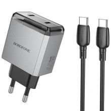 СЗУ Borofone BN21 Lena PD40W+QC3.0 (2USB-C) + кабель Type-C to Type-C