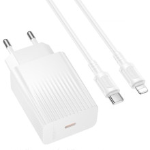 МЗП Borofone BAS75A Source PD30W (1USB-C) + кабель Type-C to Lightning – Білий