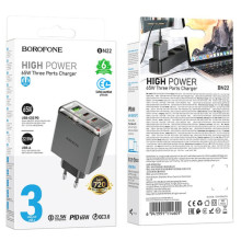 МЗП Borofone BN22 Lena PD65W (1USB-A/2C) – Сірий