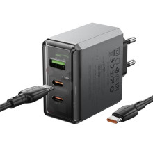 МЗП Borofone BN22 Lena PD65W (1USB-A/2C) + кабель Type-C to Type-C – Сірий