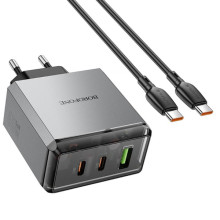 МЗП Borofone BN22 Lena PD65W (1USB-A/2C) + кабель Type-C to Type-C – Сірий