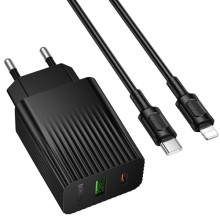 МЗП Borofone BAS76A Source PD30W+QC3.0 (1USB-A/1C) + кабель Type-C to Lightning – Чорний