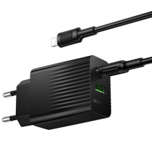 МЗП Borofone BAS76A Source PD30W+QC3.0 (1USB-A/1C) + кабель Type-C to Lightning – Чорний