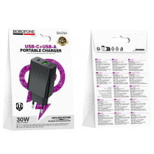 МЗП Borofone BAS76A Source PD30W+QC3.0  (1USB-A/1C) – Чорний