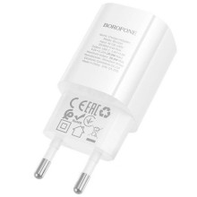 МЗП Borofone BA102A Pudding QC3.0 (1USB-A) + кабель USB to Type-C – Білий