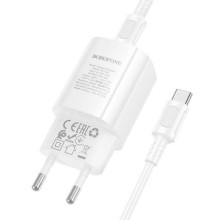 МЗП Borofone BA103A Pudding PD20W (1USB-C) + кабель Type-C to Type-C – Білий