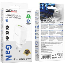 МЗП Borofone BN32 Cargador PD65W (1USB-A/2C) – Білий