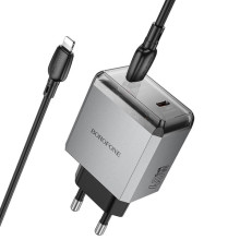 МЗП Borofone BN21 Lena PD40W+QC3.0 (2USB-C) + кабель Type-C to Lightning – Сірий