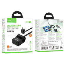 МЗП Hoco AC33 Win 1 position 30W QC+PD (1USB-A/2C/1Socket) (1.5m) – Чорний