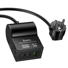 МЗП Hoco AC33 Win 1 position 30W QC+PD (1USB-A/2C/1Socket) (1.5m) – Чорний