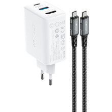 СЗУ Acefast A17 PD65W GaN (1USB-A/1C/1HDMI) + кабель Type-C to Type-C – Белый