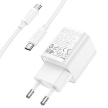 СЗУ Hoco C147A PD20W+QC3.0 (1USB-A/1C) + кабель Type-C to Type-C – Белый