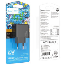 СЗУ Hoco CS16A Wish PD20W (1USB-C/1L) – Черный
