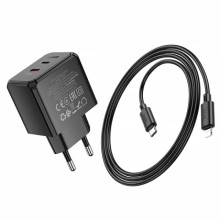 СЗУ Hoco CS16A Wish PD20W (1USB-C/1L) + кабель Type-C to Lightning – Черный