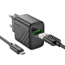 МЗП Hoco CS21A Rich QC3.0 18W (1USB-A) + кабель USB to MicroUSB – Чорний