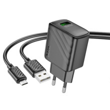 МЗП Hoco CS21A Rich QC3.0 18W (1USB-A) + кабель USB to MicroUSB – Чорний