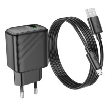 МЗП Hoco CS21A Rich QC3.0 18W (1USB-A) + кабель USB to MicroUSB – Чорний