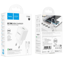 СЗУ Hoco C145A Charm QC3.0 18W (1USB-A) + кабель USB to Type-C – Белый