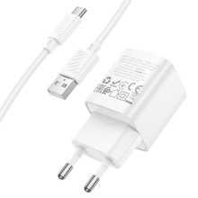 СЗУ Hoco C145A Charm QC3.0 18W (1USB-A) + кабель USB to Type-C – Белый