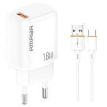 СЗУ Amaya U79S QC3.0 18W (1USB-A) + кабель USB to Type-C