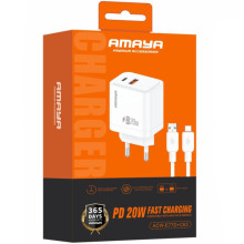 СЗУ Amaya E77D PD20W+QC3.0 (1USB-A/1C) + кабель USB to Type-C